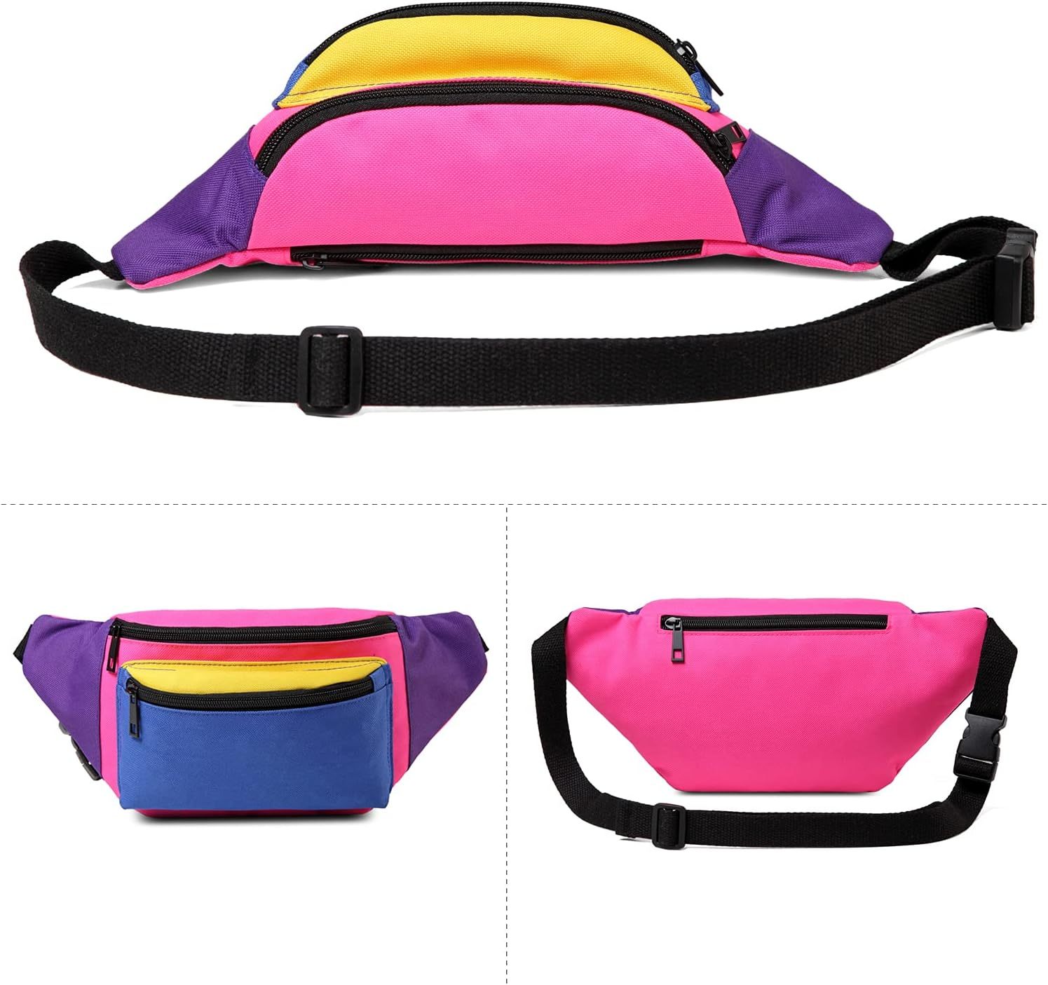 Sac Banane Néon Rétro Années 80 - Xuniea - Jaune Fluo - 2 Poches - Taille Unique - Neuf Avec étiquettes