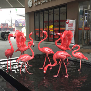 Escultura de Flamenco de Resina de Fibra de Vidrio de Tamaño Real para Jardín, Simulación de Animales Salvajes, Decoración de Paisajes, Accesorios para Bodas y Fotografía, Exhibición en Ventanas - Product Image 1
