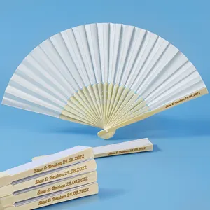 Custom Diy Blanco Papier Fan 7 Inch Draagbare Hand Ventilator Schilderij Witte Kleur Vouwen Fan