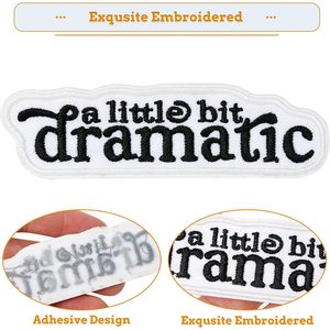 Parches un poco dramáticos, 2 piezas, apliques bordados termoadhesivos para sombreros, parche rectangular negro y blanco - Product Image 2
