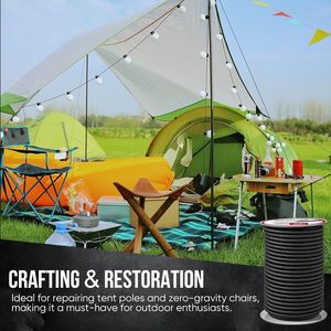 Kit de cordon en macramé tressé robuste et enduit – Cordon élastique antichoc noir de 6 mm de diamètre, longueur personnalisable, pour kayak, porte-vélo, vêtement - Product Image 6