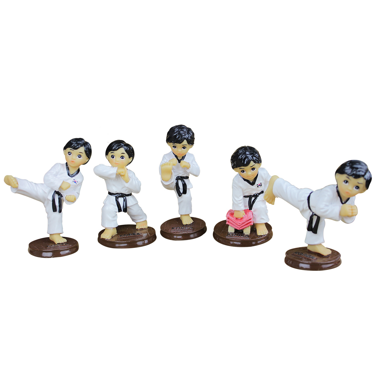Statua Ragazzo Taekwondo In Resina - Decorazione Per Torta E Scultura Da Collezione - 14x6x4,5 Cm