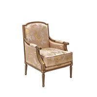 Fauteuil en tissu de style français avec structure en bois massif, fauteuil club vintage pour salon, siège individuel confortable