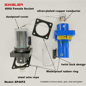 Adaptateur de <span class=keywords><strong>prise</strong></span> pour panneau de distribution d'alimentation UE, broches en cuivre plaqué argent, étanche, connecteur femelle Camlock standard UE 400A - Product Image 3