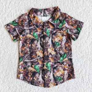 Offre Spéciale d'été Design Bébé Garçons Saison de chasse Camouflage Manches courtes Bouton Down Soft Shirt Top - Product Image 4