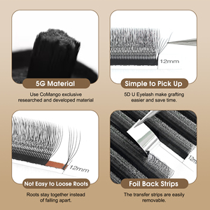 CoMango - Extensiones de Pestañas en Forma de U, Color Negro Mate, 3/4/5D, Curvatura C/D/L/M, Pestañas Naturales Suaves, Pestañas Postizas con Efecto de Abertura - Product Image 3