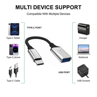 Câble OTG USB Type-C en alliage d'aluminium avec LED, adaptateur convertisseur USB Type-C mâle vers USB 3.0 femelle pour Macbook, Samsung, Android, iPhone