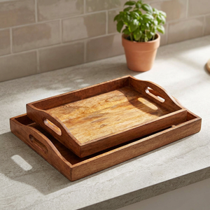 Juego de Bandejas de Madera con Estampado Animal, Multifuncionales y Ecológicas, 2 Bandejas Decorativas Grandes Hechas a Mano, Duraderas, Aptas para Alimentos, Lavavajillas y Microondas - Product Image 1