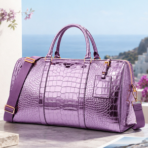 <span class=keywords><strong>Sac</strong></span> de voyage en toile rose métallisé à motif crocodile pour femmes, grande capacité, <span class=keywords><strong>sac</strong></span> de week-end avec poignée de transport et bandoulière - Product Image 6