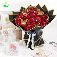 Bouquet de Roses Paillettes Rouges 24 Pcs Fleurs Brillantes Roses Artificielles Éternelles DIY pour la Fête des Mères Anniversaire Anniversaire Fiançailles
