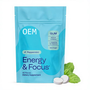 OEM para Energy Focus Gum 40mg, Suplemento Energético Nootrópico con Cafeína Natural, L-Teanina, Vitaminas B, Sin Azúcar, Vegano, Sabor a Menta - Product Image 1