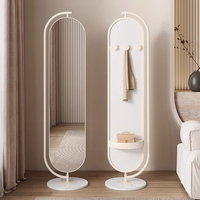 Miroir sur pied rotatif à 360 degrés avec étagères de rangement, miroir ovale de luxe avec cadre en métal pour la décoration de la pièce