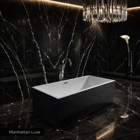 Baignoire rectangulaire autoportante en acrylique de qualité supérieure, durable, pour hôtel, appartement, villa