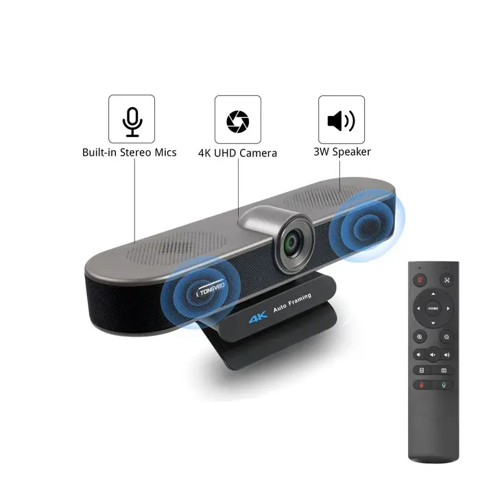 Tongveo UHD 4K Camera loa ngoài và micro 3 trong 1 Webcam Camera cho giáo dục trực tuyến phát trực tiếp