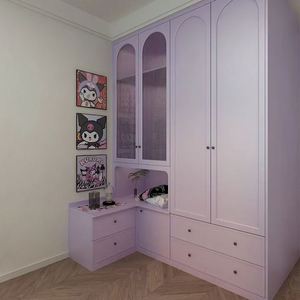 Armario Plegable de Lujo Ligero Estilo Francés en Morado de Ensueño, con Sensación de Alta Gama, para Dormitorio Principal de Chicas, Ideal para Apartamentos - Product Image 3