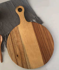 Planche à découper en bois d'acacia, plateau occidental, planche à pizza, planche à pain, planche à découper, produit artisanal en vrac - Product Image 5