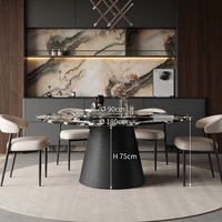Table à manger ronde en pierre frittée, moderne, luxueuse, stable, imperméable, écologique, durable, pour la maison et l'hôtel