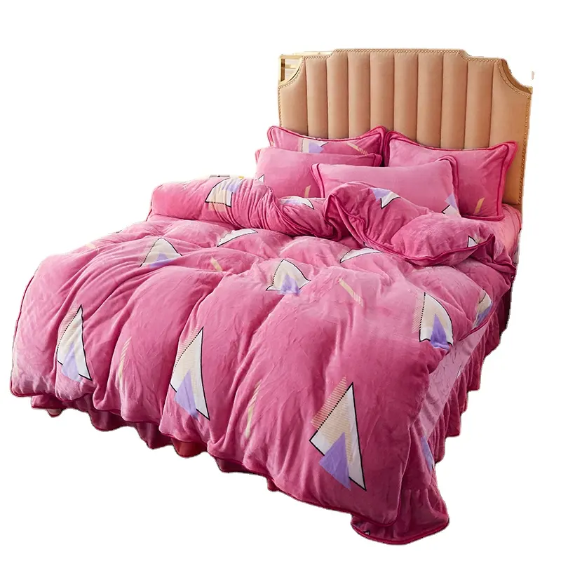 Atacado estilo elegante poliéster decorativa cama quilting saia saia da cama equipada conjunto de tampa