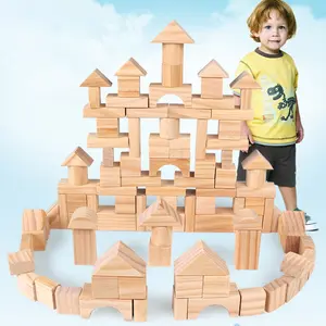 Großhandel 100 Stück Kiefernholz Bauklötze Spielzeug solide Baby-Montessori-Frühschule pädagogische Stapel-Spielzeuge für Kinder Jungen Mädchen