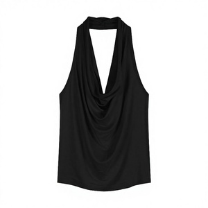 Women's Elegant Summer Tank <b>Top</b> Casual Slim Fit Hot Girl Design Scoop Neck Halter Strap Sleeveless Backless Eco-Friendly 100% - Product Image 3