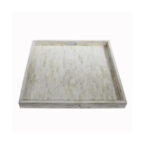Bandeja de Servir con Incrustaciones de Hueso Blanco, con Patrón Horizontal, Bandeja Decorativa para Almacenamiento, Mesa de Centro, Otomana, Desayuno, Té, Café - Product Image 1