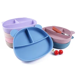 China Tableware Children Tableware Kids Plate Set BPA Free Divided Suction Silicone Baby Plate