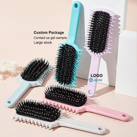 Brosse coiffante rebondissante en paille de blé écologique, antistatique, à dents larges pour définir les boucles, avec poils en nylon et peigne de massage du cuir chevelu