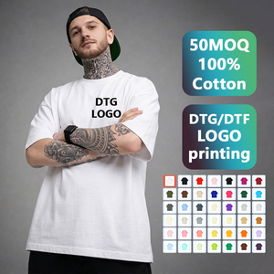 ผู้ผลิตเสื้อผ้าสตรีทแวร์ ขายส่งเสื้อยืดพิมพ์ลาย DTG/DTF น้ำหนัก 210 กรัม โลโก้สั่งทำได้ เสื้อยืดผ้าฝ้าย 100% เสื้อยืดผู้ชายแบบเรียบ เสื้อยืดทรงหลวมสำหรับผู้ชาย - Product Image 1