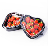 Wegwerp hartvormige transparante PET plastic fruit- en voedselverpakking met doorzichtig deksel, geschikt voor brood, sandwiches, salades, sushi, met aangepaste logo's