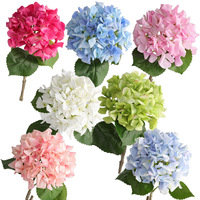 O-X943 Hortensias Decorativas de Tacto Real para Bodas al por Mayor, Flores de Hortensia de Látex Verde Azul de Alta Calidad a Granel para la Venta