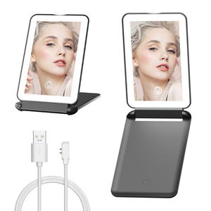 Miroir de maquillage portable rechargeable à écran tactile avec lumière LED, pliable, pour les voyages - Product Image 1