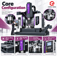 Tour CNC vertical robuste à colonne unique avec table rotative, porte-outil et protection intégrée pour tournage de métaux