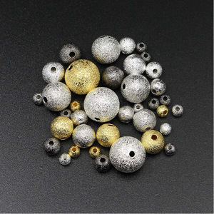Frosted Round Spacer <b>Beads</b> <b>Silver</b> Gold Rhodium Gunmetal Metal Loose <b>Beads</b> For Bracelet Making 8mm 10mm 12mm - Product Image 1