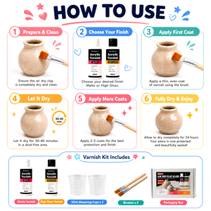 Kit de <span class=keywords><strong>vernis</strong></span> acrylique transparent multi-usages TIMESRUI, finition mate ou brillante, étanche, pour argile auto-durcissante, argile polymère, <span class=keywords><strong>bois</strong></span>, <span class=keywords><strong>peinture</strong></span> acrylique - Product Image 4