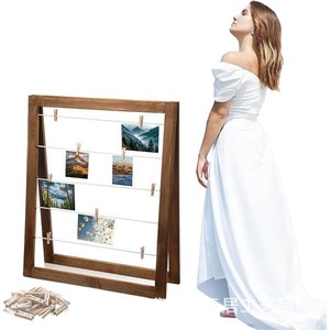 Foldable Wooden Photo Display Stand Solid Wood Freestanding <b>Frame</b> Rectangle Vertical Tabletop Living Room Bedroom - Product Image 5