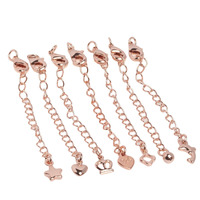 10 pièces/sac Chaîne d'extension plaquée or 14/18 carats de différentes formes avec fermoirs mousquetons pour la fabrication de colliers et de bijoux DIY