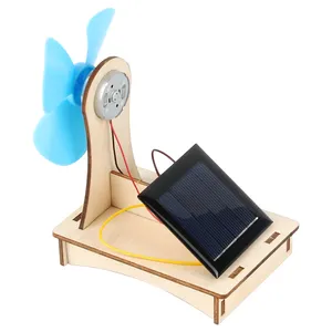 2023 Neue pädagogische Holz Diy Wissenschaft Windkraft Montieren Fan Panel Physik Wissenschaft Experiment Schule Puzzle Spielzeug für Kinder