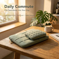 Ensemble de housses matelassées pour ordinateur portable vert sauge, sacoche rembourrée pour ordinateur avec pochette à accessoires pour ordinateurs portables de 13 à 16 pouces, personnalisable avec logo d'entreprise