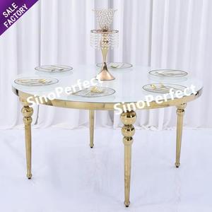 New Arrival Luxury Wedding Dining Furniture <b>Gold</b> Leg Glass Stainless Steel <b>Round</b> <b>Tables</b> Decorations for Parties and Events - Product Image 1