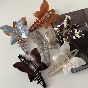 Pinza de Pelo Francesa Retro, Diseño Simple de Acetato de Alta Calidad, Estilo Europeo Americano, Pinza de Pelo con Forma de Mariposa - Product Image 1