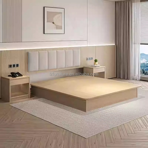 Modern 3 Sar Hotel Bedroom Furniture Sets With Wooden <b>Low</b> Profile Tatami Bed Frame Upholstered Headboard TV Cabinet & <b>Wardrobe</b> - Product Image 1