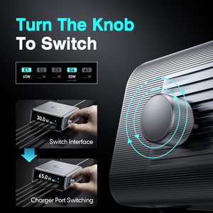 100W GAN 5-Port USB C Fast Charger PD 3.0 QC สถานีชาร์จด่วนพร้อมจอแสดงผลดิจิตอลสำหรับไอโฟน/แมคบุค/แล็ปท็อป/โทรศัพท์มือถือ - Product Image 3
