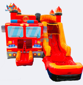 Fire Engine <b>Inflatable</b> Bounce <b>House</b> with Slide - Commercial Grade Fire Truck Themed Bouncer for Kids Party Rentals - Product Image 2