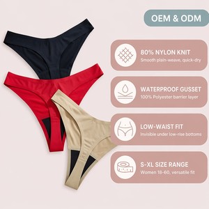 Mutandine Mestruali Traspiranti da Donna in Nylon, Impermeabili, a Vita Bassa, Tinta Unita, con Protezione Anti-perdita, Taglie dalla S alla <span class=keywords><strong>XL</strong></span> - Product Image 3