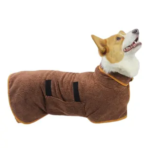 도매 제조 업체 OEM 사용자 정의 로고 귀여운 편안한 극세사 건조 코트 의류 부드러운 애완 동물 개 목욕 가운