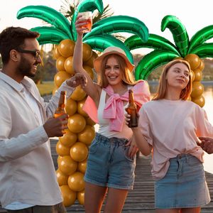 12 Pezzi Grandi Palloncini a Forma di Foglie di Palma in Mylar Verde per Feste Hawaiane Luau Aloha Tropicali Estive in Spiaggia e Baby Shower - Product Image 5