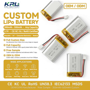 Grosir Baterai Lithium Polymer Ion Bersertifikat CE KC, Dapat Disesuaikan, 500mAh 400mAh 300mAh 50mAh, Sel Baterai Lipo OEM ODM - Product Image 1