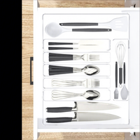 Organisateur de couverts en plastique JIAYI, extensible et rétractable, pour tiroir, boîte de rangement, séparateur de compartiments, pour la maison et la papeterie