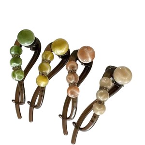 High-End Chinese Ethnic Style Green Gem Twist Hairpin Female Versatile <b>Back</b> Plastic Hair - Product Image 5