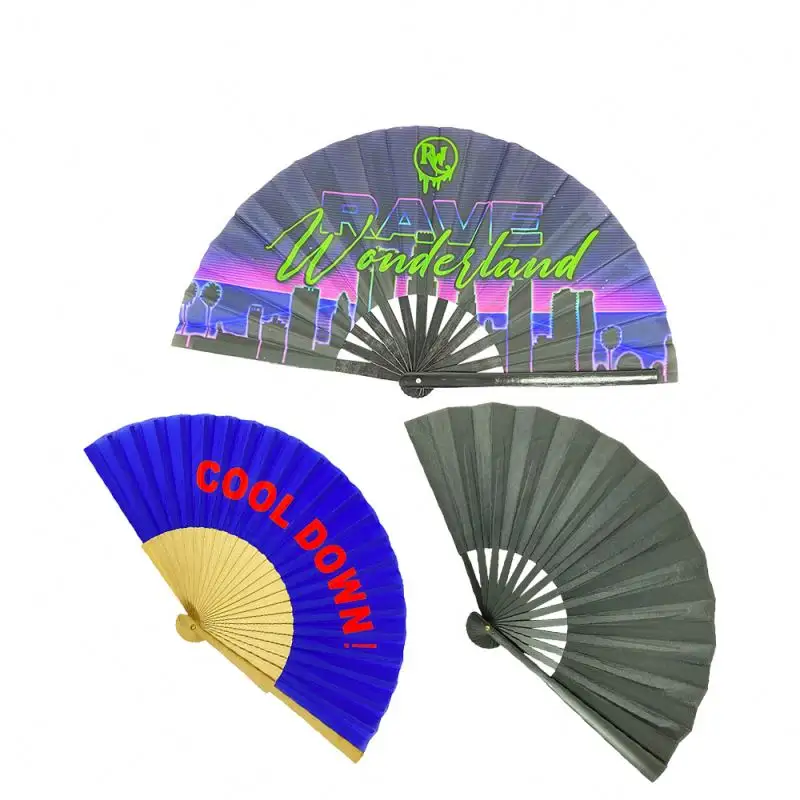 Spaanse Stijl Kleurrijke Plastic Custom Logo Hout Handheld Fan